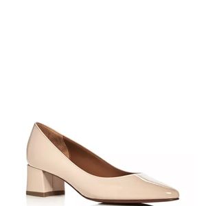 New Aquatalia Phoebe Patent Leather Weatherproof Pointed Toe Block Heel Pumps 8